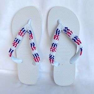 NWOT Original Brazilian Havaianas Handmade Beautifully Embroidered US7/8W -39/40